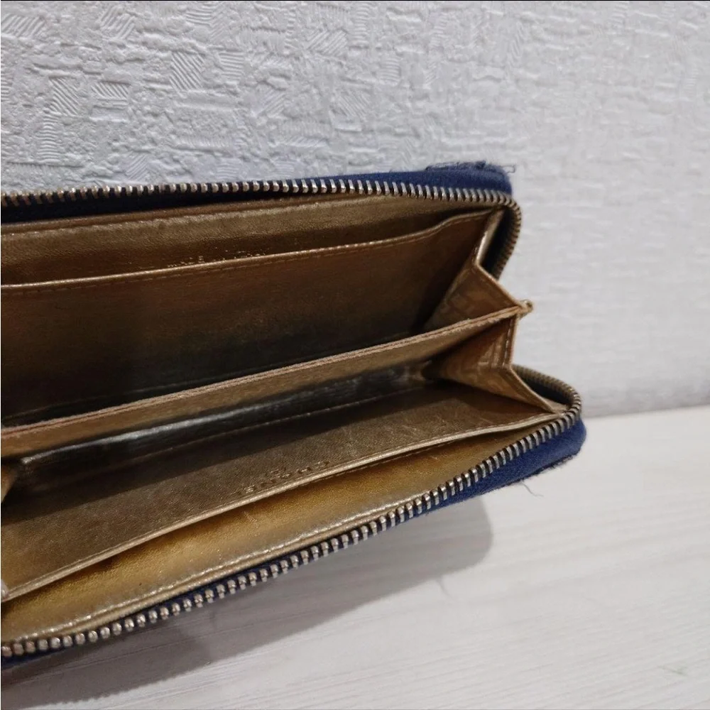 Chanel Wallet Denim Zip Around Zippy Rare CC Charm Coin Case Card Holder Mini